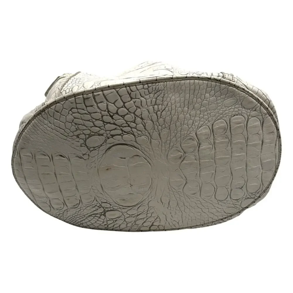 Brahmin Dee Dee Grotto Pearl OffWhite Drawstring Melbourne Croc Embossed Leather - Picture 4 of 16